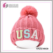 2016 Fashion Fluorescent Luminous Embroidery Alphabet Wool Knit Hats